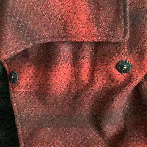 Steve Madden Red and Black Wool Blend Wrap Coat - Picture 7 of 14